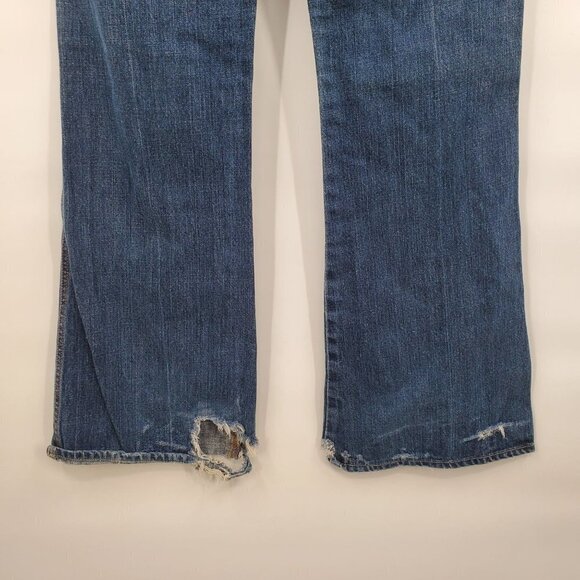 7 For All Mankind Flared Denim Jeans Mid Rise Dark Wash Size 30 Womens Blue - Picture 13 of 14
